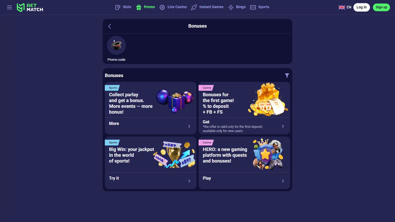 BetMatch Casino — promocije